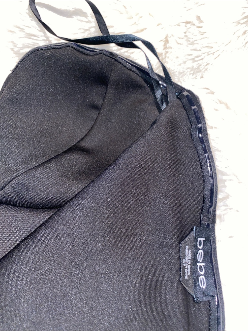bebe Black Strapless Mini Dress with Front Cutout (50) - Picture 9 of 14